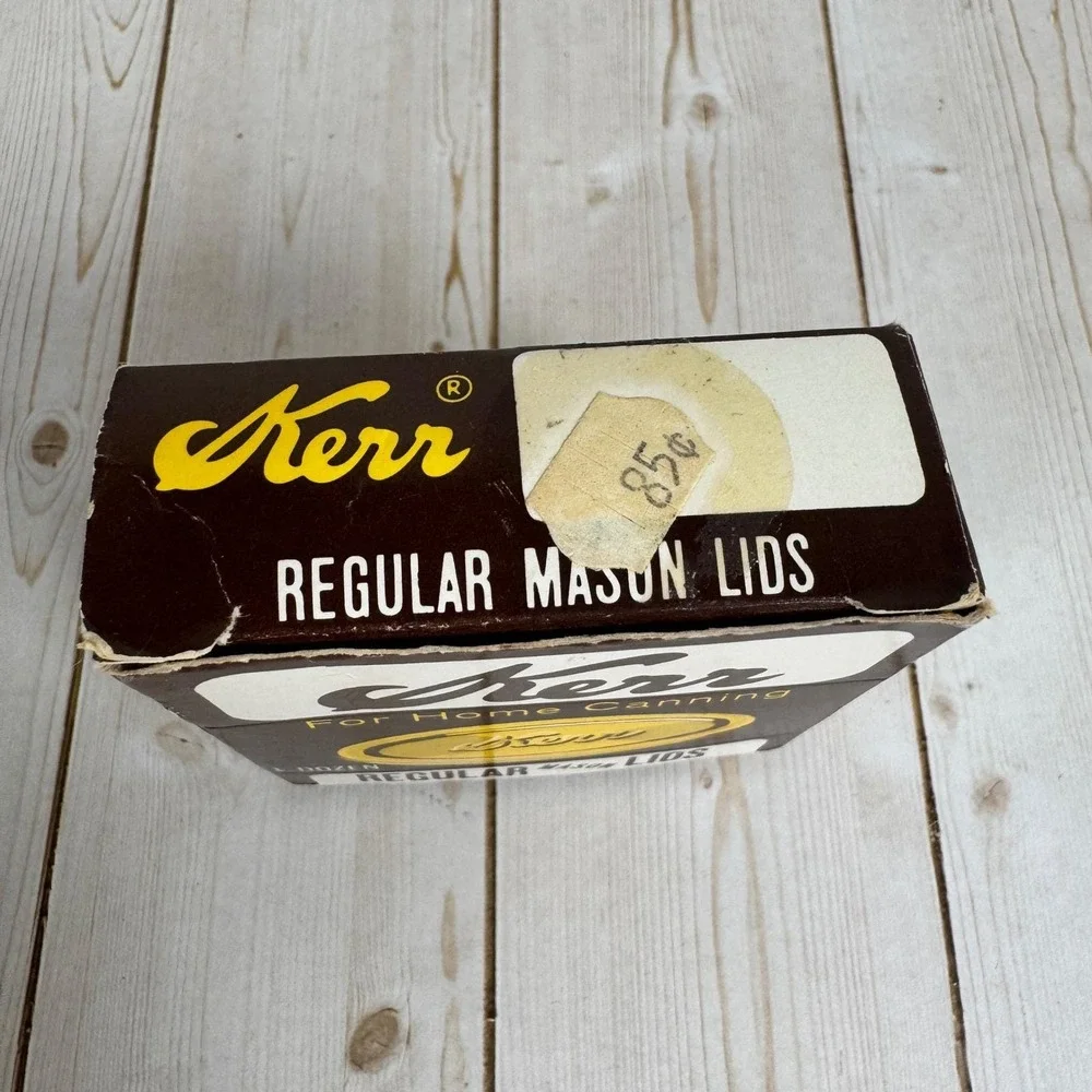 Vintage Kerr Regular Mason Lids Box w/ Assorted Ball Decorative Jar Lids Lot